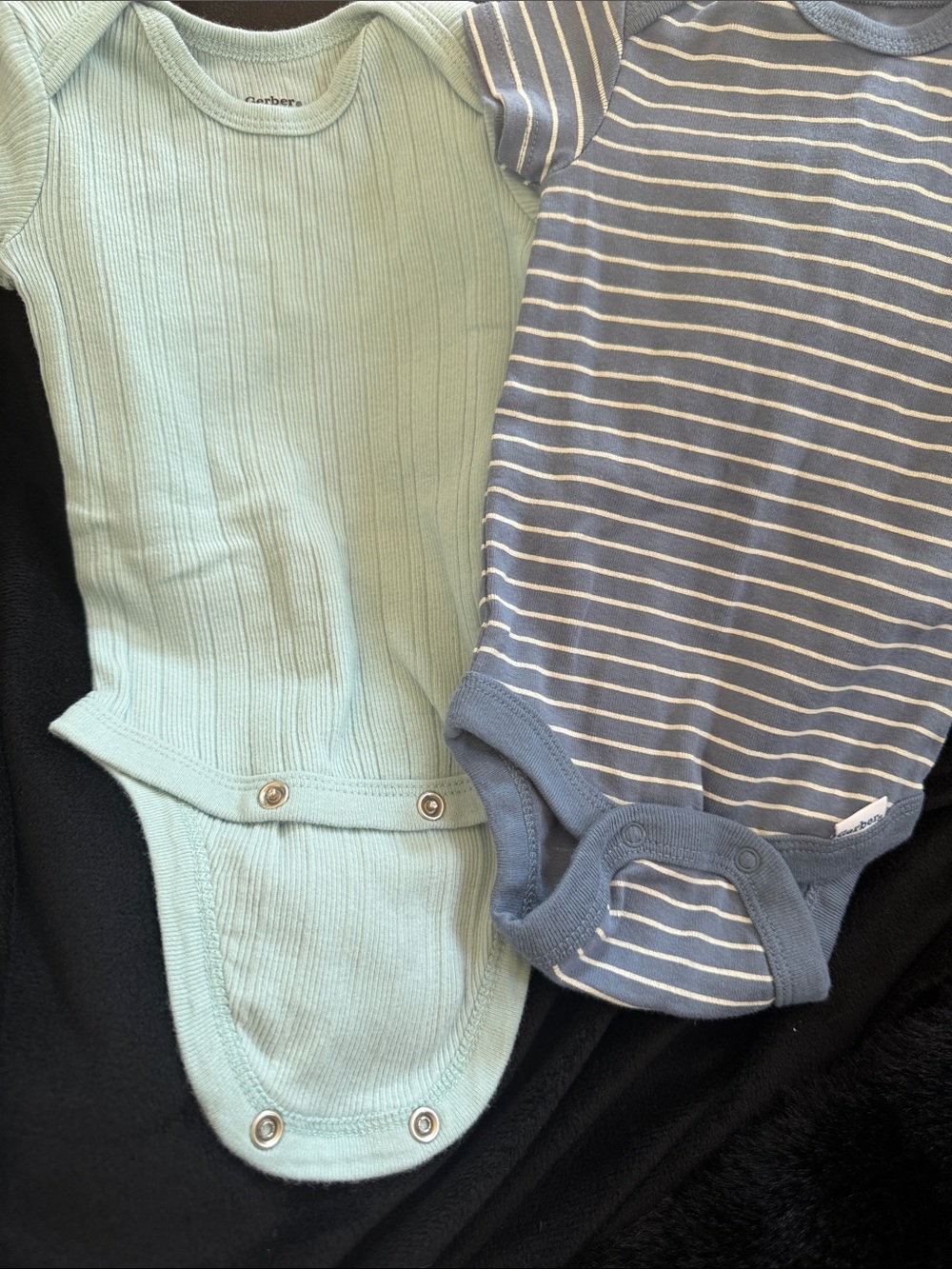 Gerber Mint Ribbed and Blue Striped One-Piece Bodysuit Set